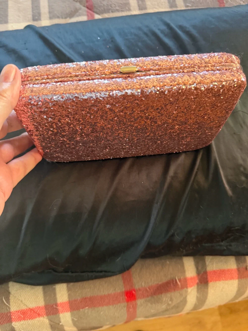 NWOT Rose Gold Glitter Clutch Wallet
